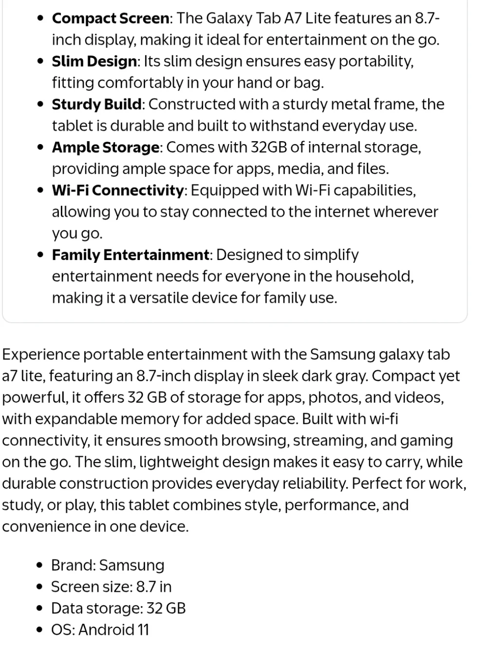 Samsung Tablet in Dark Gray